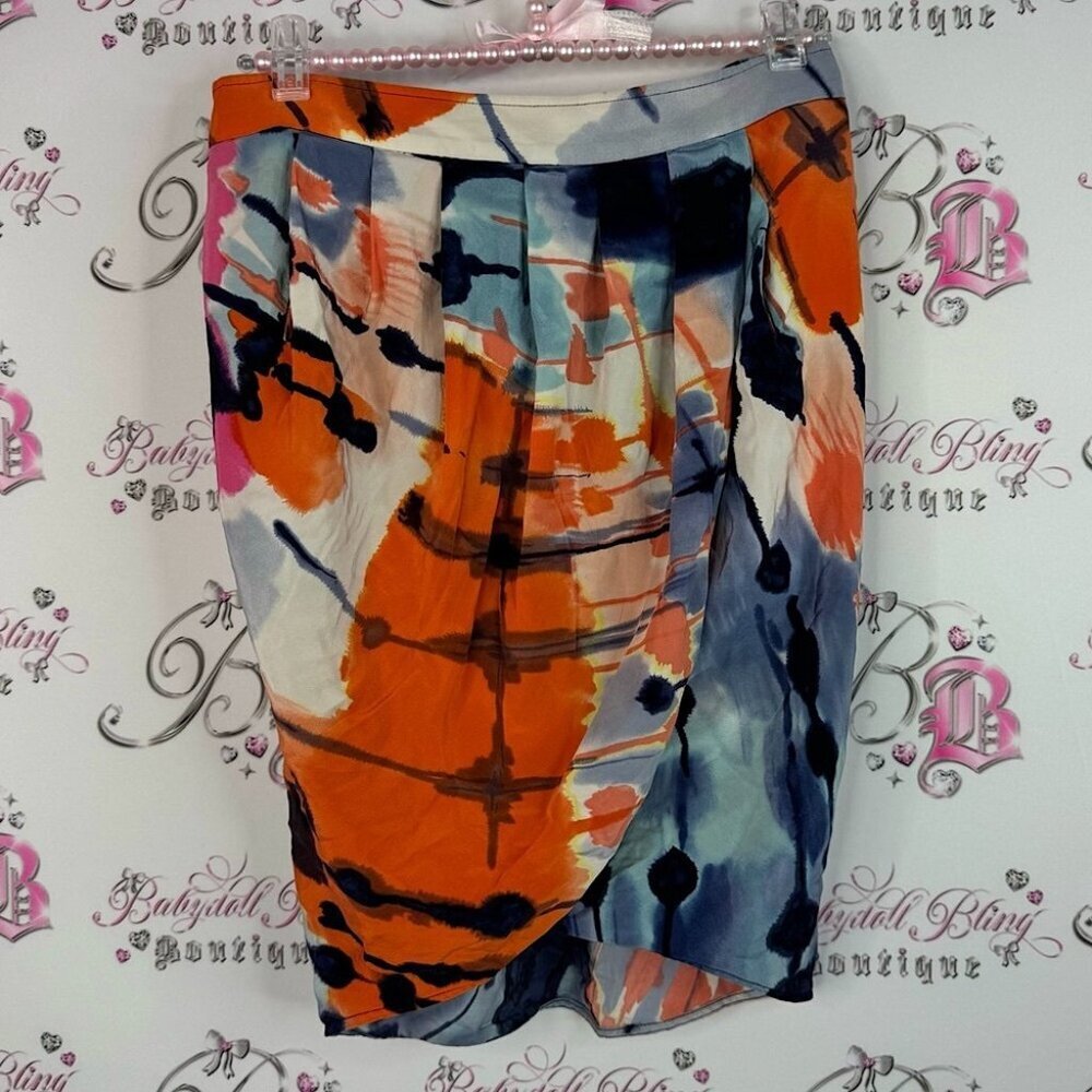 BCBGMaxAzria skirt wrap style abstract Vibrant Multicolor Pencil Skirt